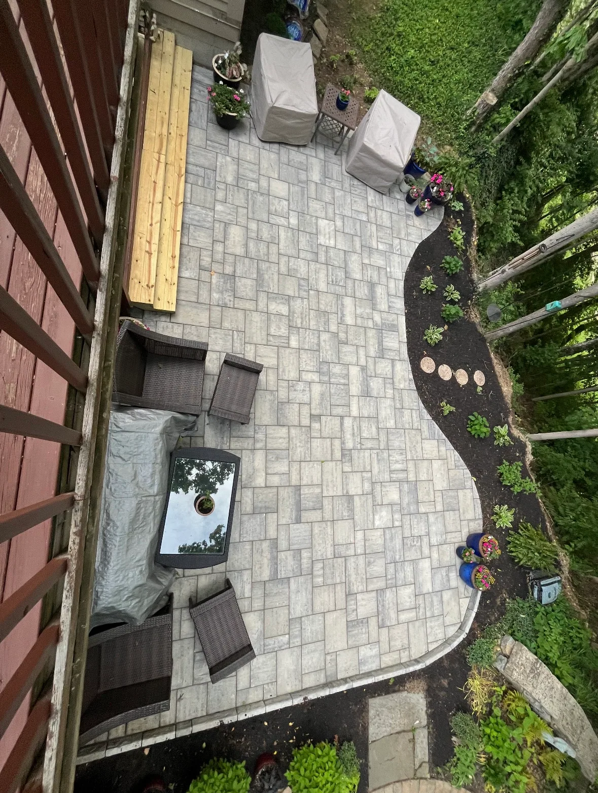 Wooded paver patio, view 3